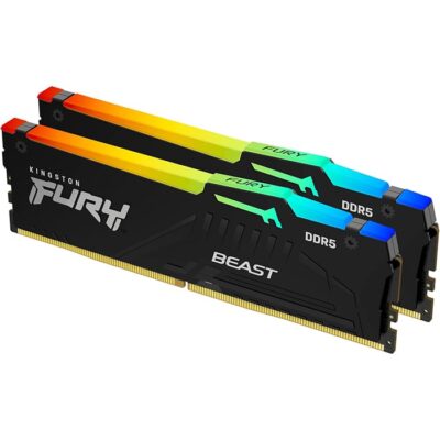 Kingston Fury Beast 64GB (2×32 GB Kit) DDR5 Desktop Memory, 5200MT/s, CL40 DIMM Cas Latency, Intel XMP 3.0, Infrared Sync Technology, Overclocking Stability, Black | KF552C40BBAK2-64