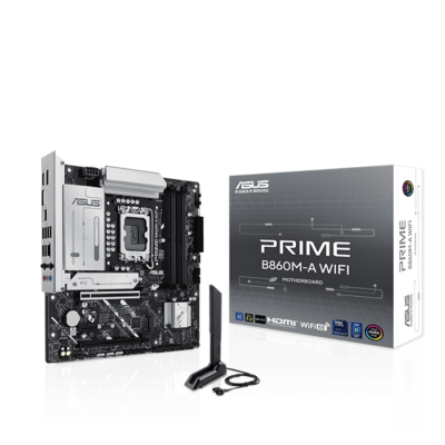 ASUS PRIME B860M-A WIFI LGA 1851 Intel Micro-ATX Motherboard – White | 90MB1JY0-M0EAY0