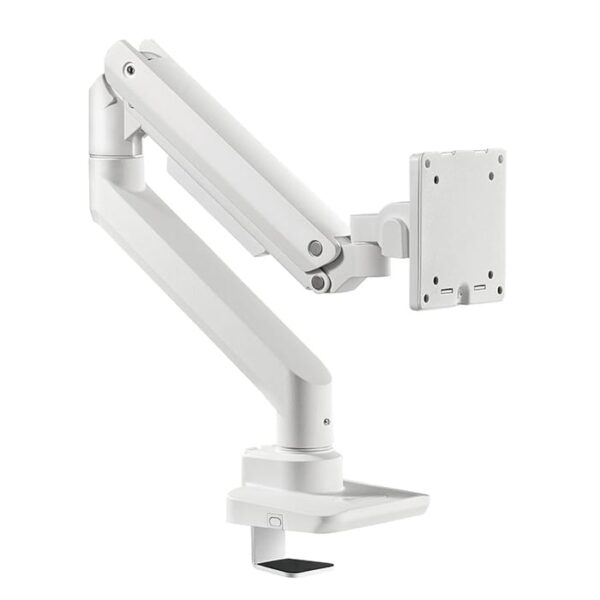 SilverStone ARM14 Single Monitor Arm w/ Heavy-Duty Gas Spring Design & Versatile Adjustability, For Monitors Up To 49" & 20kg Weight, VESA Mounting Interface, 100mm Mounting Hole, White | SST-ARM14