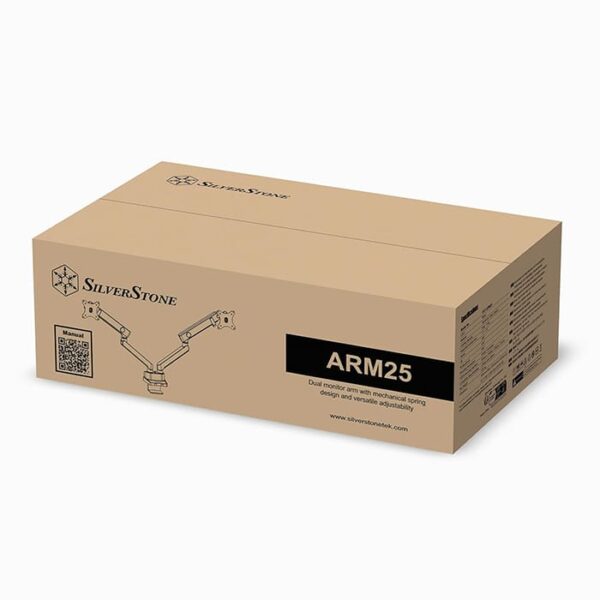 SilverStone ARM25 Dual Monitor Arm w/ Mechanical Spring Design Versatile Adjustability, Monitors Up To 32" Size 9kg Weight, VESA Mounting Interface Standard, 100mm Mounting Hole, Black l SST-ARM25 - Image 2