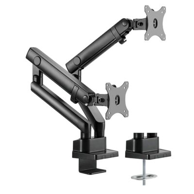SilverStone ARM25 Dual Monitor Arm w/ Mechanical Spring Design Versatile Adjustability, Monitors Up To 32″ Size 9kg Weight, VESA Mounting Interface Standard, 100mm Mounting Hole, Black l SST-ARM25