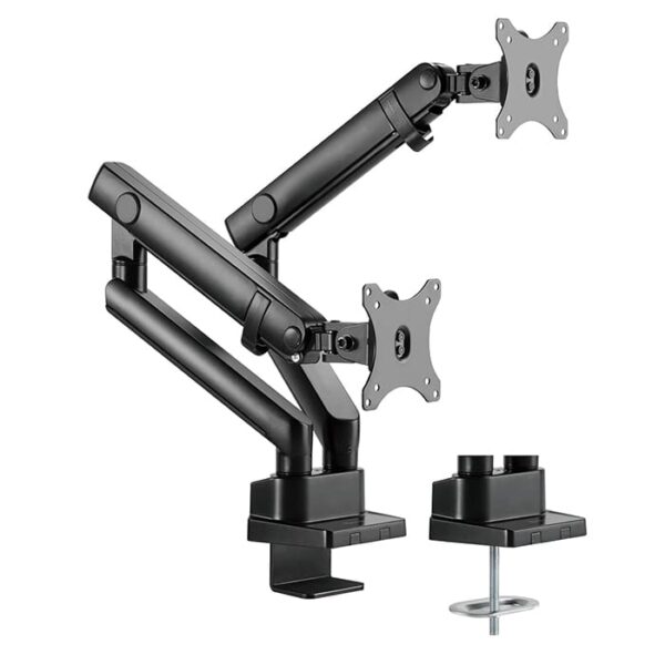 SilverStone ARM25 Dual Monitor Arm w/ Mechanical Spring Design Versatile Adjustability, Monitors Up To 32" Size 9kg Weight, VESA Mounting Interface Standard, 100mm Mounting Hole, Black l SST-ARM25