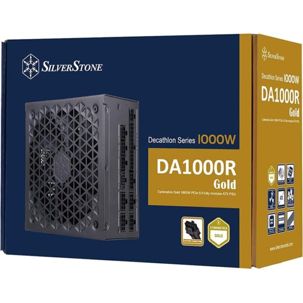 Silverstone DA1000R Fully Modular ATX Power Supply, Cybenetics Gold, 1000W Max Output Power, Gen5 12VHPWR PCIe Connector, 135mm Silent FDB Fan, Active PFC, White | SST-DA1000R-GM-WWW