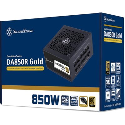 SilverStone DA850R Fully Modular Power Supply, 80 PLUS Gold, 850W ATX 3.0 & PCIe 5.0, Active PFC, Silent 120mm Fan, Advanced Protections, 12V-2×6 PCIe Connector | SST-DA850R-GMA