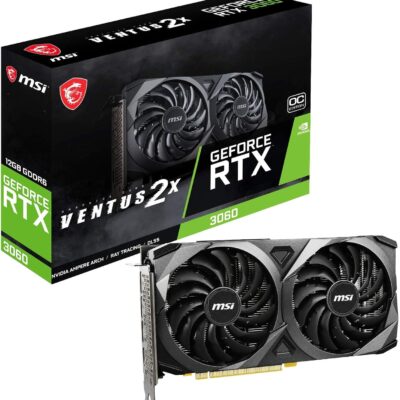 MSI Geforce RTX 3060 Ventus 2X OC Graphics Card, 12GB GDDR6 192-bit Mmeory, 3584 CUDA Cores, 1807 MHz Core Clock, 15 Gbps Memory Speed, PCI Express Gen 4, DP x 3,HDMI x 1 |  912-V397-050