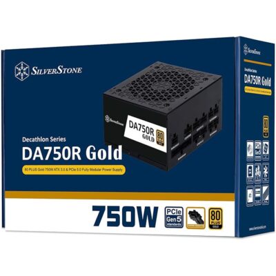 SilverStone DA750R Gold Fully Modular Power Supply, 80 PLUS Gold, 750W ATX 3.0 & PCIe 5.0, Active PFC, Silent 120mm FDB Fan, Japanese Capacitors, White | SST-DA750R-GMA-WWW