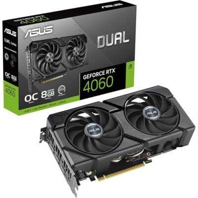 ASUS Dual GeForce RTX 4060 EVO OC Graphics Card, 8GB GDDR6 128-bit Memory, 2535 MHz OC Boost Clock, 17 Gbps Memory Speed, PCI E 4.0, DisplayPort 1.4a / HDMI 2.1a | 90YV0JC7-M0NA00