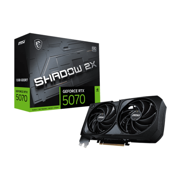 MSI GeForce RTX 5070 12G SHADOW 2X OC Graphics Card, 12GB GDDR7 192-Bit Memory, 2542 MHz Boost Clock, 6144 CUDA Cores, 28 Gbps Memory Speed, PCI Express Gen 5  | 912-V532-011