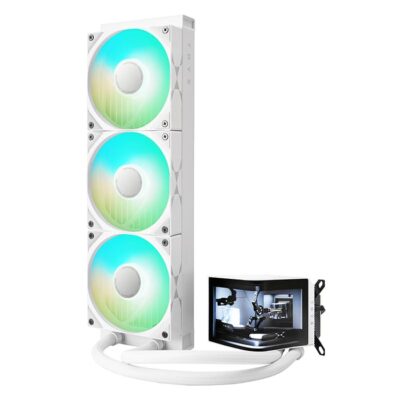 TRYX Panorama ARGB 360 L-shaped AMOLED Screen Liquid Cooler, White | L-P360A-AS3M-G0W