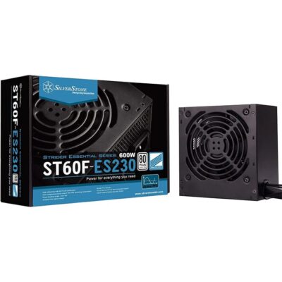 Silver Stone ST65F-ES230 80 Plus 230V EU 650W ATX PSU With All Black Flat Cable Design, Active PFC Circuitry, Silent Running 120mm Fan with 18dBA, Single +12V Rail, Black | SST-T65F-ES230