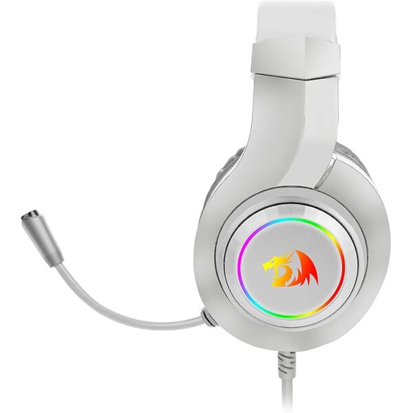 Redragon  H260-W RGB Gaming Headphone, 50mm Audio Drivers, Passive Noise Isolation, 3.5mm Audio & Mic Jack, USB-A Connector, 6ft Cable Length, White | H260-W - Image 3