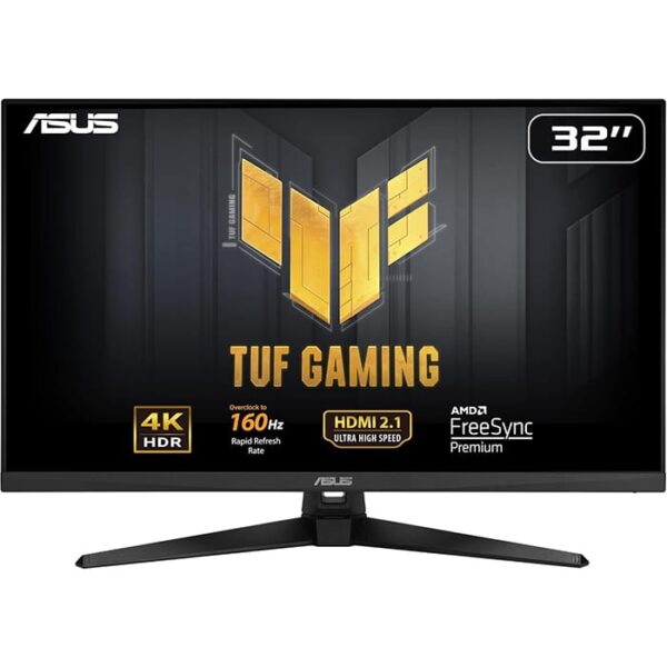 ASUS TUF Gaming VG32UQA1A Gaming Monitor, 32 inch (31.5 inch viewable) 4K (3840 x 2160), Overclock to 160Hz (above 144Hz), ELMB Sync, Freesync Premium, 1ms (MPRT), Variable Overdrive, 120% sRGB, DisplayHDR 400