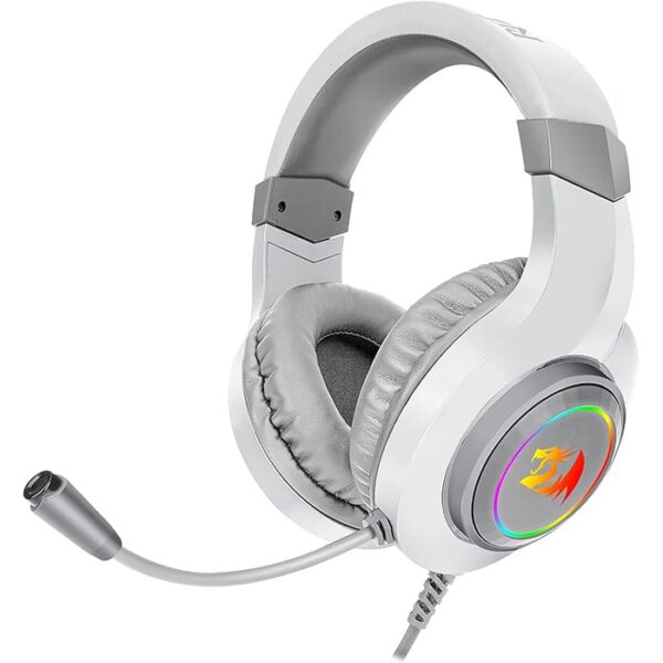 Redragon  H260-W RGB Gaming Headphone, 50mm Audio Drivers, Passive Noise Isolation, 3.5mm Audio & Mic Jack, USB-A Connector, 6ft Cable Length, White | H260-W