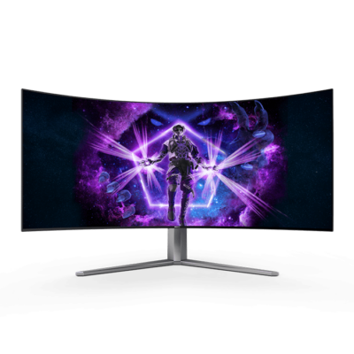 AOC Agon PRO AG456UCZD Curved Gaming Monitor, 45″ OLED Display, WQHD Resolution, 240Hz Refresh Rate, 0.03ms (GtG) Response Time, G-Sync Compatible, Adaptive Sync Technology, Black | AG456UCZD/89