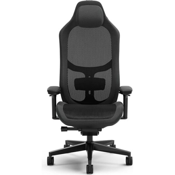 Fractal Refine Gaming Chair, Nylon Reinforced Mesh Fabric Cover, Synchro-Tilt Mechanism, Hubless 65mm with Soft PU Casters, Adjustable Lumbar Support, Class 4 Gas Piston, Mesh Dark | FD-CH-RE1M-01