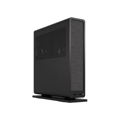 Fractal Design Ridge Mini-ITX Small Form Factor Case, 4 x 2.5″ Drive Bays, Steel Frame Side Panels, 2x 140mm Fans Included, 3x Expansion Slots, Pre-Installed PCIe 4.0 Riser Card, Black | FD-C-RID1N-11