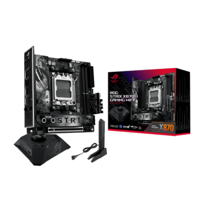 ASUS ROG Strix X870-I Gaming Wi-Fi AM5 m-ITX Motherboard, AMD X870 Chipset, 2x DIMM DDR5 Slots, 96GB Max Memory, 2x M.2 Slots, 1x PCIe 5.0 x16 Slot, Wi-Fi 7 & BT 5.4, Black | 90MB1IW0-M0EAY0