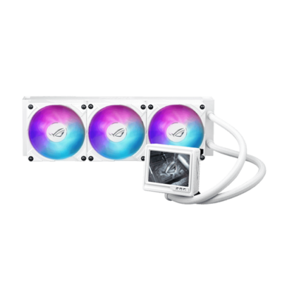 ASUS ROG Ryujin III 360 aRGB Extreme Liquid CPU Cooler, 360mm Radiator, 120mm ROG Magnetic Daisy-Chainable Fan, 89.73 CFM Airflow, 2800 RPM Speed, 3.5″ LCD Display, White | 90RC0132-M0EAY0