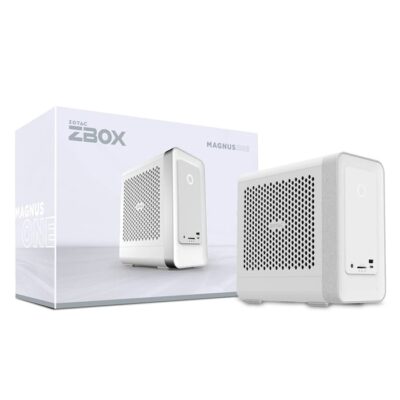 Zotac Magnus One ERP74070SW Barebone Mini PC, 14th Gen Intel Core i7 processor, No Storage & Memory, GeForce RTX 4070 Super 12GB GPU, Wi-Fi 6, Bluetooth 5.2, White | ZBOX-ERP74070SW