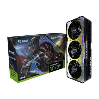 Palit GeForce RTX 5070 Ti GameRock Graphics Card, 16GB GDDR7 Memory, 2452MHz Boost Clock, 8960 Cuda Cores, ARGB SYNC EVO, PCI-E 5.0, | NE507T019T2-GB2030G
