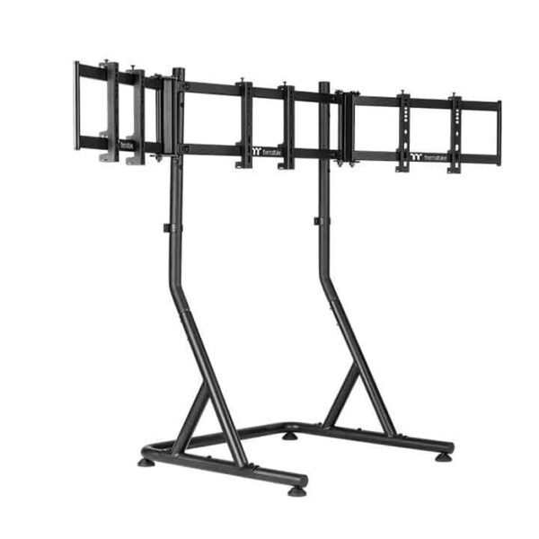 Thermaltake Triple Racing Monitor Stand, 32" to 55" Screen Sizes, Triple Support 32" Monitor Only, 50kg Max Weight Support, Bracket Arm THK 1.5mm Cold-Rolled Sheet, Black | GEA-RMS-TMSBLK-01