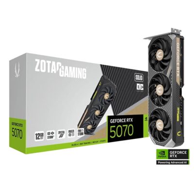 ZOTAC GAMING GeForce RTX 5070 SOLID OC Graphics Card, 12GB GDDR7 192-Bit Memory, 2542 MHz Engine Clock, 28 Gbps Memory Clock, 6144 CUDA Cores, PCI Express 5.0 x16 | ZT-B50700J-10P