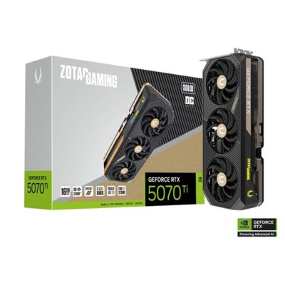 ZOTAC GAMING GeForce RTX 5070 Ti SOLID OC Graphics Card, 16GB GDDR7 256-Bit Memory, 2482 MHz Engine Clock, 28 Gbps Memory Clock, 8960 CUDA Cores, PCI Express 5.0 x16 | ZT-B50710J-10P