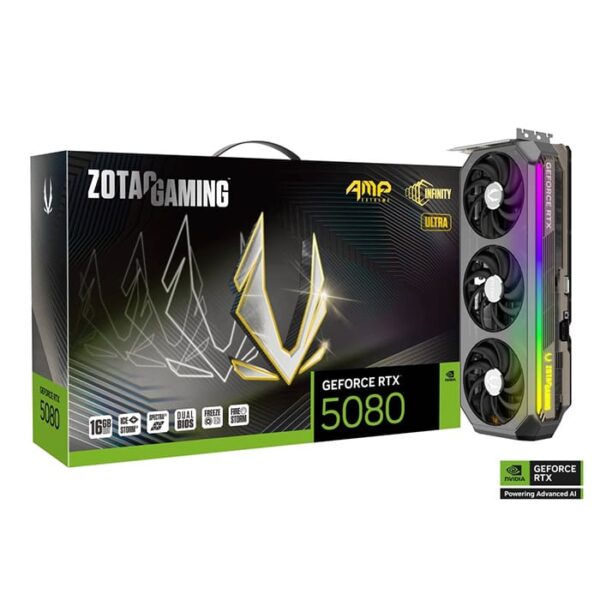 ZOTAC GeForce RTX 5080 AMP Extreme INFINITY ULTRA GAMING Graphics card, Black l ZT-B50800BU-10P