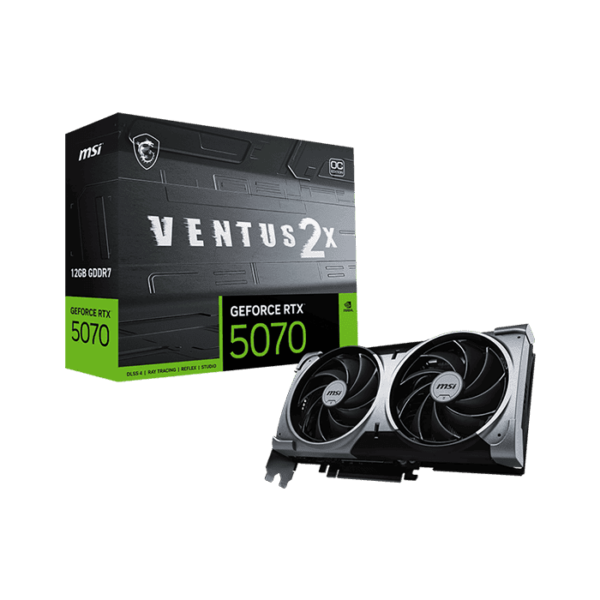 MSI GeForce RTX 5070 VENTUS 2X OC Graphics Card, 12GB GDDR7 192-Bit Memory, 2542 MHz Boost Clock, 6114 CUDA Cores, 28 Gbps Memory Speed, PCI Express Gen 5 | 912-V532-009