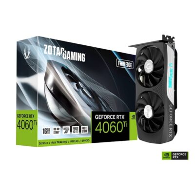 ZOTAC GAMING GeForce RTX 4060 Ti Twin Edge Graphics Card, 16GB GDDR6 128-Bit Memory, 2535MHz Boost Clock, 4352 CUDA Cores, 18 Gbps Memory Clock, PCI Express 4 0 x8, Black ZT-D40620E-10M