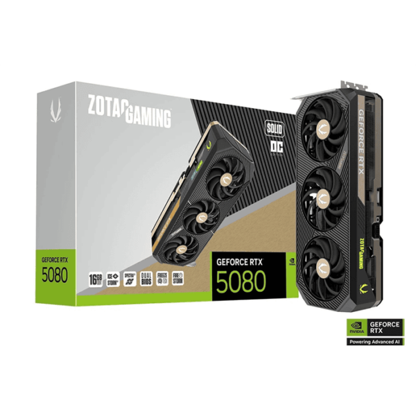 ZOTAC  GeForce RTX 5080 SOLID OC  Edition, GAMING Graphics card, Black l ZT-B50800J-10P