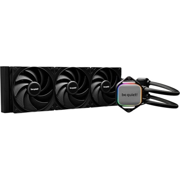 Be Quiet Pure Loop 2 360mm CPU Liquid Cooler, 3x Pure Wings 3 120mm PWM High-Speed Fans, 5500 RPM Pump Speed, 2100 RPM Fan Speed, 59.6 CFM Airflow, Copper / Nickel Plated Case Material, Black | BW019