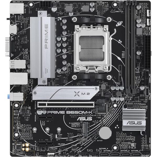 ASUS PRIME B650M-K AM5 Micro-ATX Motherboard, AMD B650 Chipset, 2x DIMM DDR5 Slots, Up to 96GB Max Memory, 2.5Gb Ethernet, 2x M.2, 1x PCIe 4.0x 16, USB 3.2 / 2.0, 1x VGA 1x HDMI | 90MB1F60-M0EAY0 - Image 2
