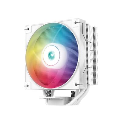 DeepCool AG400 WH ARGB Single Tower 120mm CPU Cooler, 4 Heat Pipes, 500-2000 RPM High Efficiency Fans, 75.89 CFM Airflow, Hydro Bearing, LGA1700/1200/1151/AM4/AM5, White | R-AG400-WHANMC-G-2
