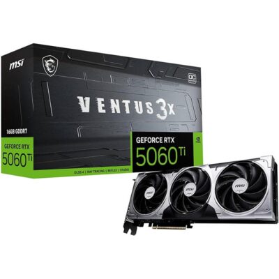 MSI GeForce RTX 5060 Ti 8G VENTUS 3X OC Graphics Card, 8GB GDDR7 128-Bit Memory, 2602 MHz Boost Clock, 28 Gbps Memory Speed, 4608 CUDA Cores, PCI Express Gen 5 x16 | 912-V812-079