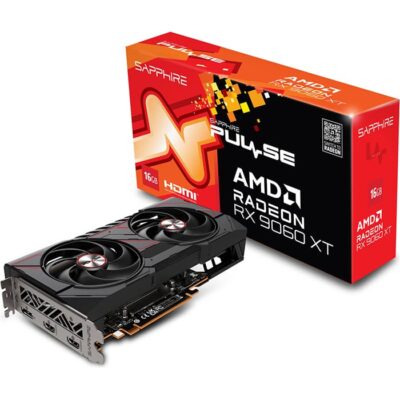 SAPPHIRE PULSE AMD Radeon RX 9060 XT Graphics Card, 16GB GDDR6 128-Bit Memory, 3290 MHz Boost Clock, 2048 Stream Processors, 20 Gbps Memory Speed, PCI-Express 5.0 x16 | 11350-03-20G